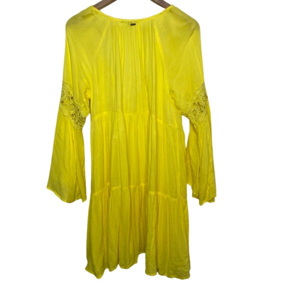 O'NEILL | Saltwater Solids Bell Sleeve Beach Dress Bright Lemon | Size M - Picture 5 of 11